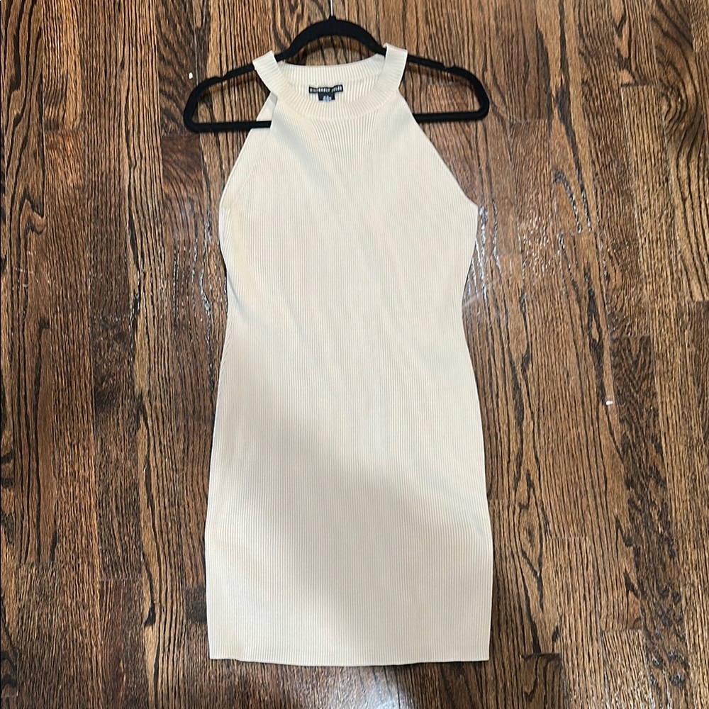 Sincerely Jules Cream Halter Sheath Mini Dress
